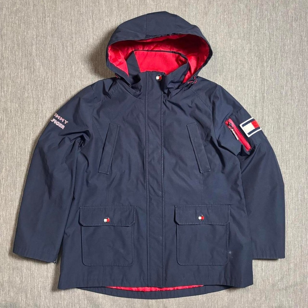 Tommy Hilfiger navy blue 3-in-1 jacket with hood and fleece lining. - XL
